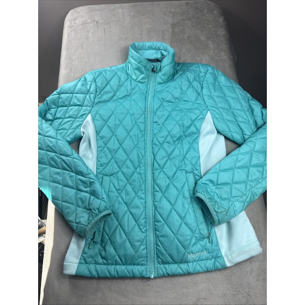 Marmot Women Blue Kitzbuhel Stretch Panel Zip Quilted Insulated Blue-Green M